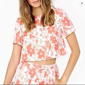 Y2K Crop Top & Short set  Burnout Dopamine size small Finders keepers